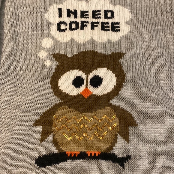 I Need coffee owl sweater - Picture 2 of 3
